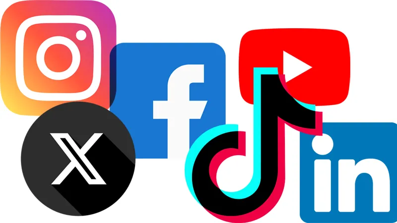 Cluster of social media icons